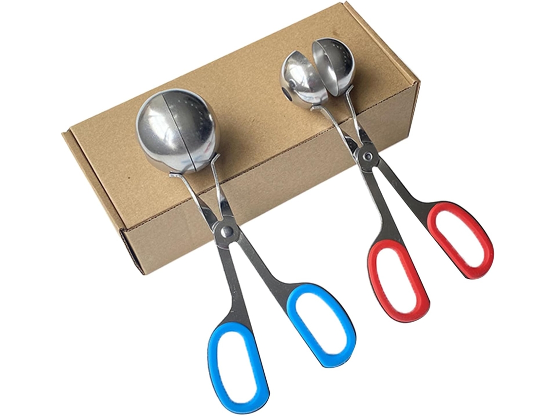 Conjunto De 2 Moldes Práticos Para Almôndegas Com Cabo Metálico Redondo Removível Para Bolinhos De Arroz.
