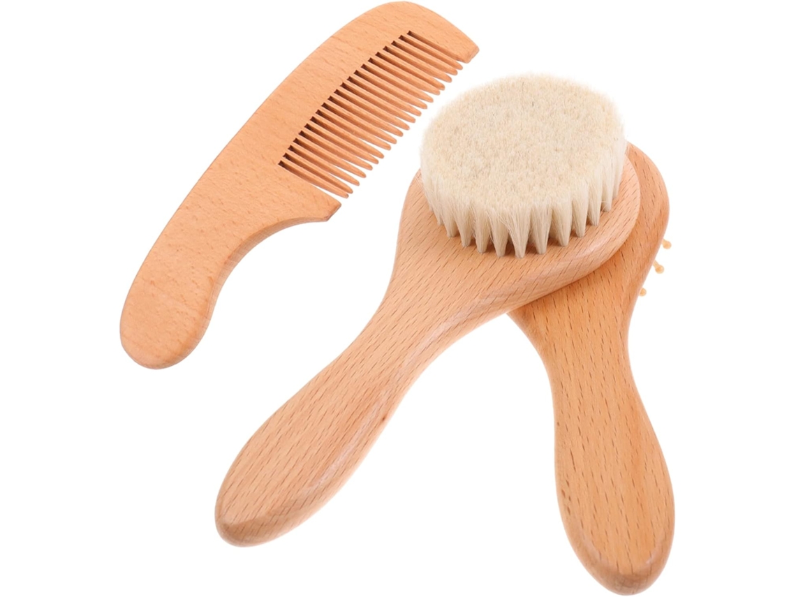 Escova De Banho Madeira Mikinona Para Bebê Com Cerdas Porco, Conjunto Para Limpeza Profunda E Confortável Da Pele