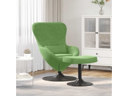 Vidaxl Cadeira Egg Com Puff Verde Claro Veludo