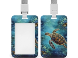 Porta Crachá Com Estampa Marinha Tartaruga, Feito Em Plástico Resistente, Ideal Para Exibição Vertical
