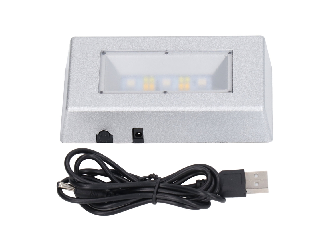 Base de Exibição Led Retangular Prata Multimodo com Cabo Usb para Jóias e Cristais