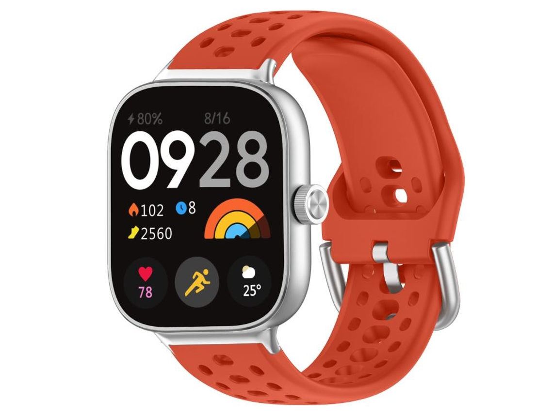 Bracelete para Redmi Watch 6 / 5 / 4 XIAOMOYU em Silicone Esportivo com Fivela Prateada Vermelha