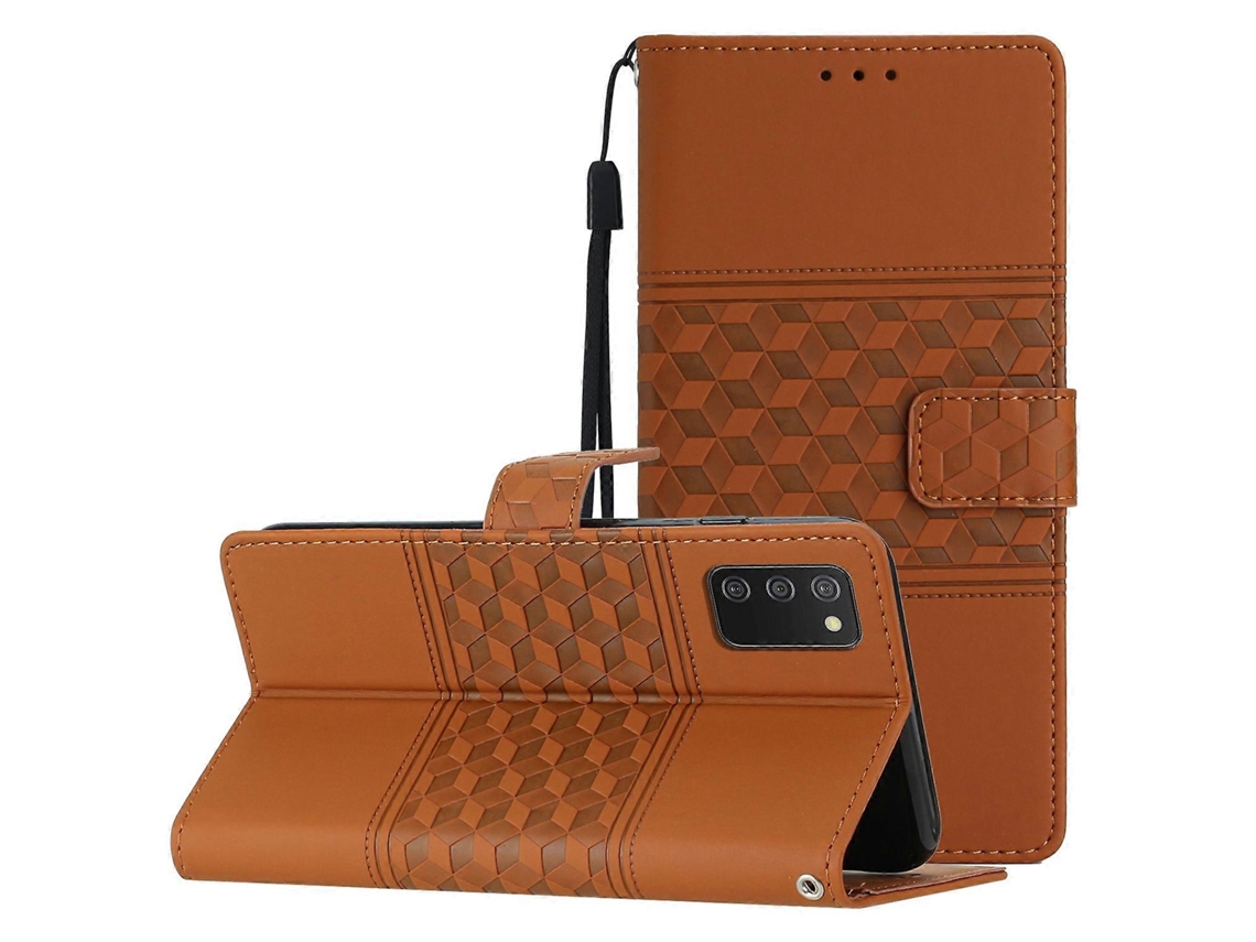 Capa De Celular Em Couro Sintético Com Textura De Diamante E Cordão Para Samsung Galaxy A02s (edição Europeia).