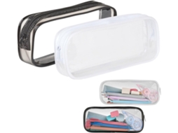 Estojo para Lápis, 2 Peças, Transparente, Escolar AQUAFORGE