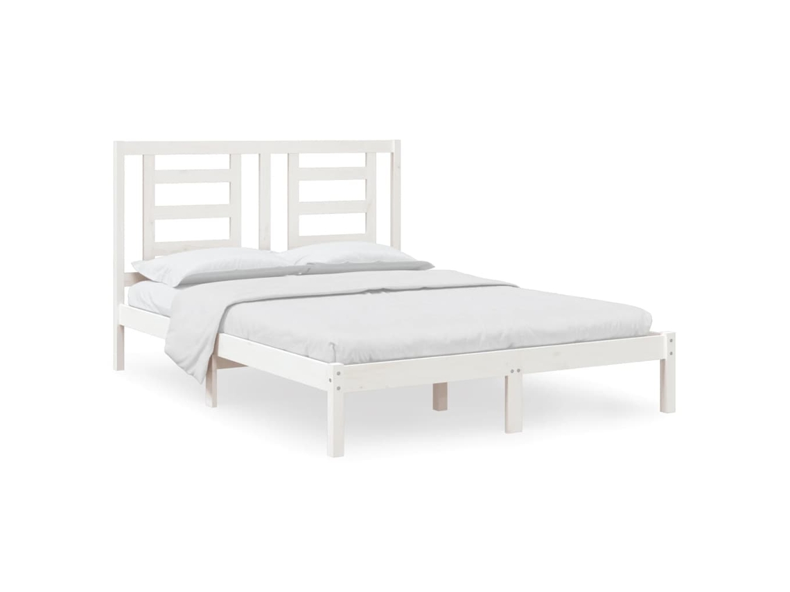 Cama Sem Colchão em Madeira de Pinho Maciça Branco MAISON EXCLUSIVE (140x190 cm)