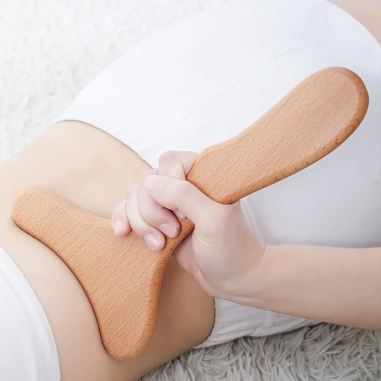 Ferramentas de Massagem Terapêutica em Madeira, com Manual do Usuário e Instruções. MDUG