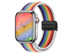 Bracelete Para Apple Watch 42/44/45/46/49mm Arco-íris Branco Cuich