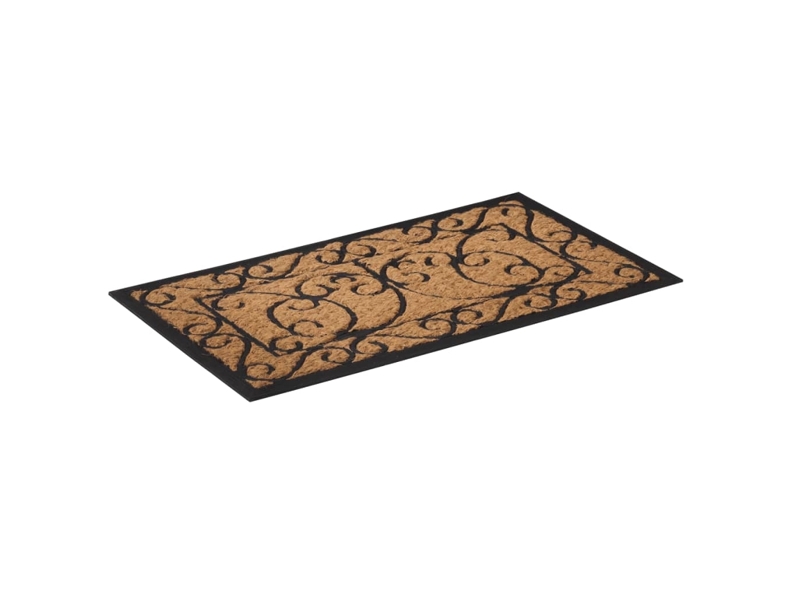 Tapete De Porta Retangular 45x75 Cm Borracha E Fibra De Coco
