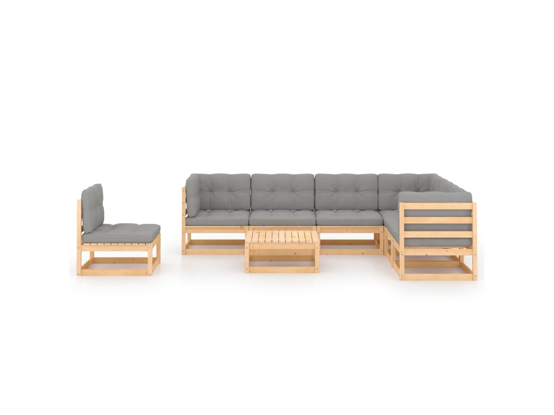 Maison Exclusive - 8 Pcs Conjunto Lounge De Jardim C/ Almofadões Pinho Maciço