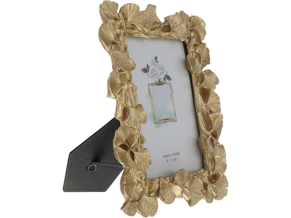 Porta Retratos Retrô Escritório Dourado Cavalete Formato Folha Ginkgo Decoração Casamento GOKOCO