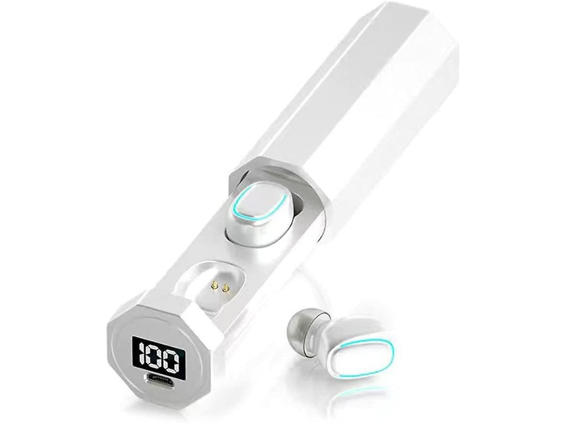 Auriculares Compatíveis Tws Dágua Digital Led Estéreo Yizhood Tecido Bluetooth Branco