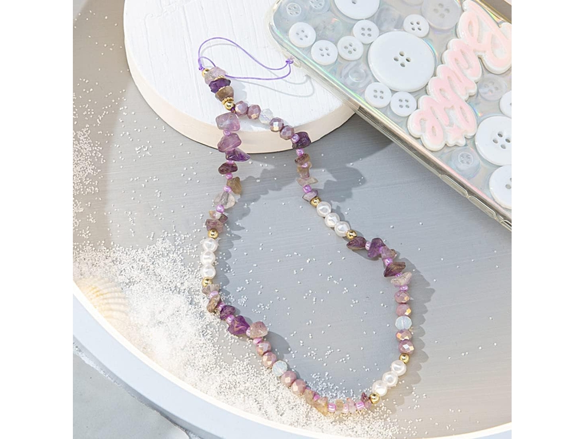 Alça Para Celular Com Cristal Roxo, 1 Unidade, Anti-perda.