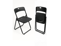 Silla Plegable Metálica Monolith | 48 X 47 X 73 Cm | Plástico Reforzado Y Patas De Hierro Con Refuerzo De Acero | Resistente Negro Pack 4 Uds