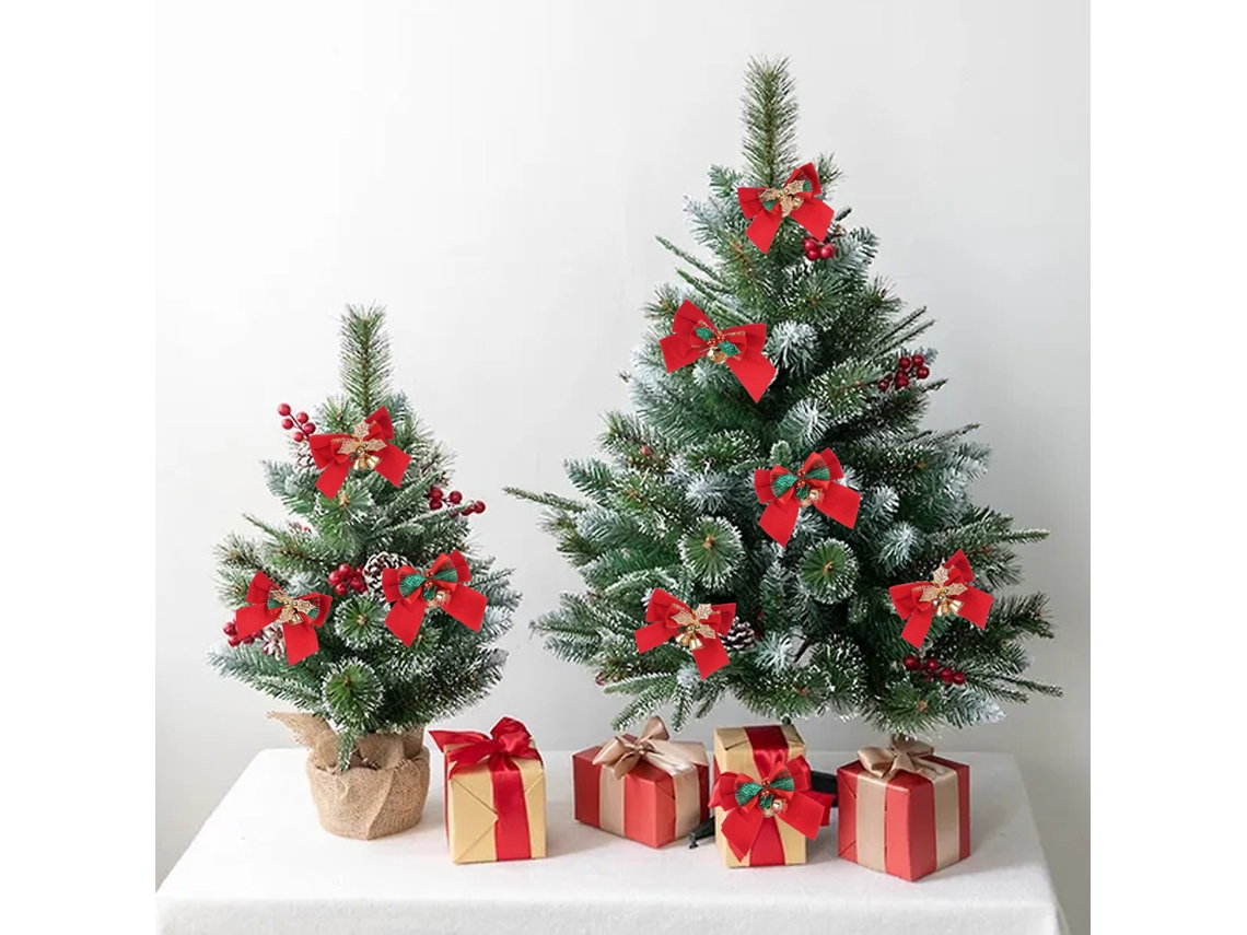 Laço De Natal (10 Unidades, Com Sininhos De Ferro) Eoocoo