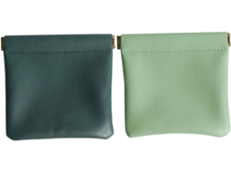 De 2 Mini Bolsas De Couro Pu, Estojo Prático Para Moedas, Compacto E Multifuncional, Verde E Verde Escuro, Bolsa Gokoco
