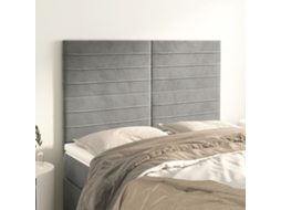 Vidaxl Cabeceira Cinza Claro 144x5x118/128 Cm Veludo