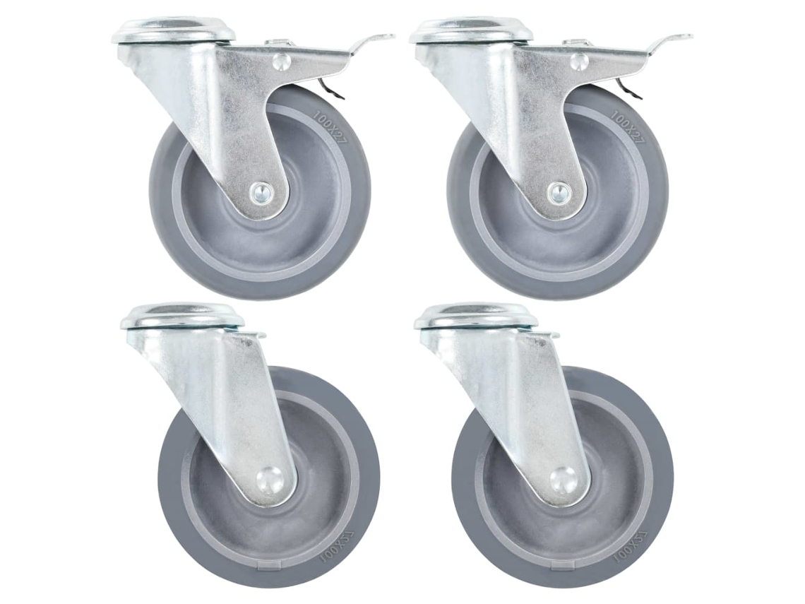 Vidaxl Rodas Giratórias Com Furo 4 Pcs 100 Mm