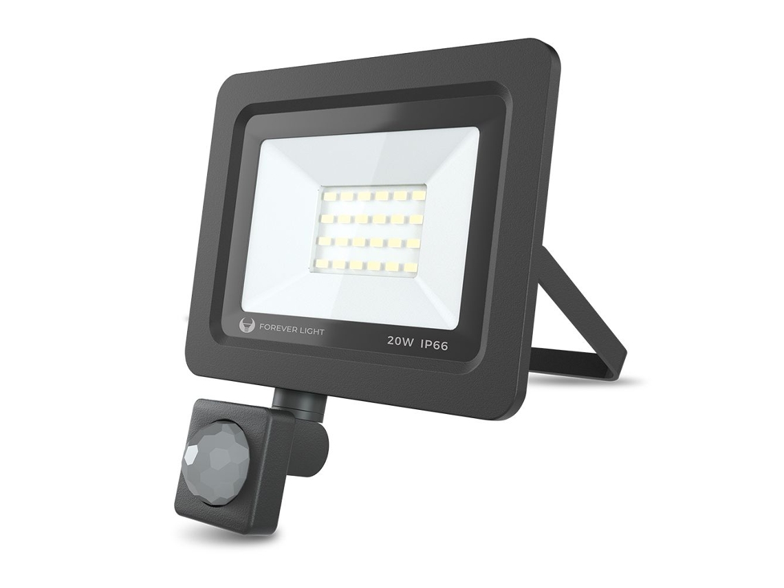 Refletor Led 20w C/ Sensor 230v 4500k 1600lm Preto FOREVER