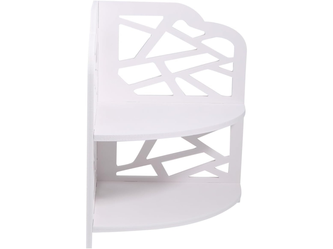 Prateleira De Canto Em Pvc Branco, Fácil De Limpar, Para Banheiro Design Vazado