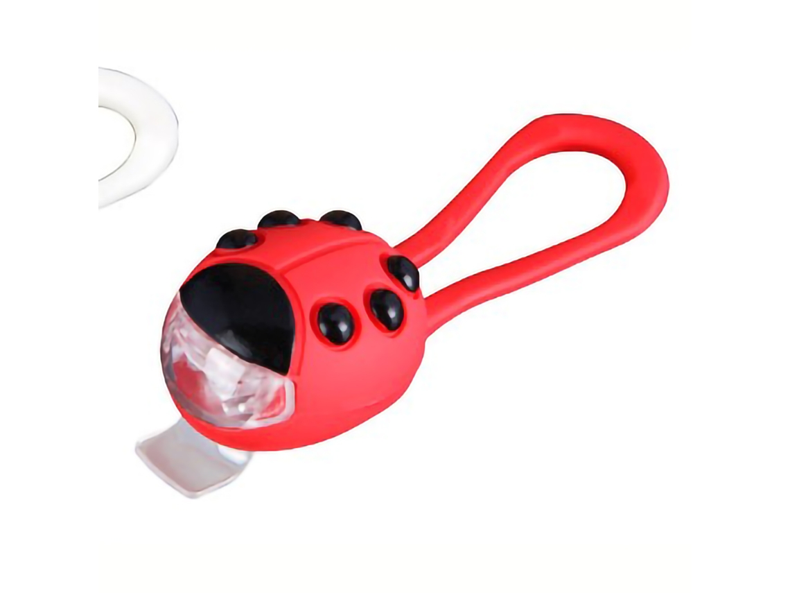 Farol LED para bicicleta e patinete infantil, forma de joaninha, luz vermelha, para uso ao ar livre