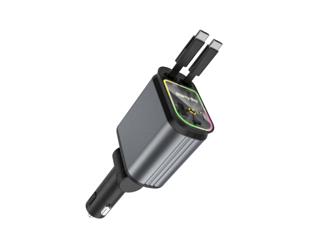 Mali carregadores para Carro com Luzes Led 4 em 1 Retrátil com Portas Usb e Type c Carregamento Rápido Compatível com Ios Android