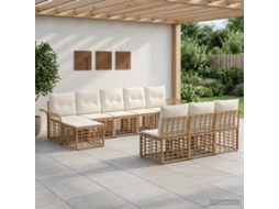 Vidaxl Conjunto De Sofás Para Exterior 9 Pcs Natural E Branco Creme