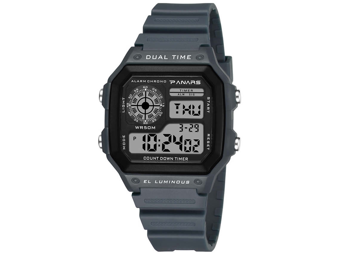 Relógio masculino Panars multifuncional luminoso à prova d'água com pulseira de plástico PU (verde militar)