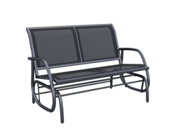 Banco de Jardim ZIWEI STORE de Dois Lugares, Móvel em Metal, Preto (120x70x88 cm)