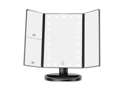 Espelho De Maquilhagem Laxiscreed Led Triplo Com Usb Preto Para Uma Maquilhagem Perfeita