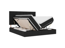 Cama de Armazenamento Led com Colchão MAISON EXCLUSIVE Preto 180 X 200 cm Tecido