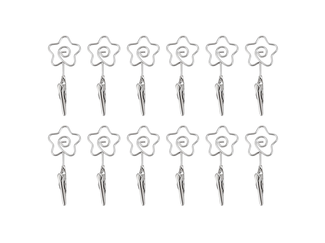12 Pcs Pinza Memo de Doble Cabeza Clip de Metal para Fotos Floral Porta Tarjetas Clamp de Alambre para Exibir Fotos