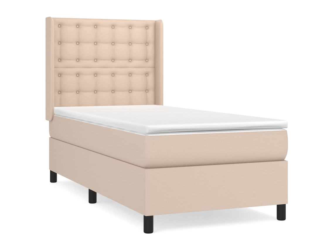 Cama com Molas Couro Artificial Cappuccino MAISON EXCLUSIVE 90x190 cm