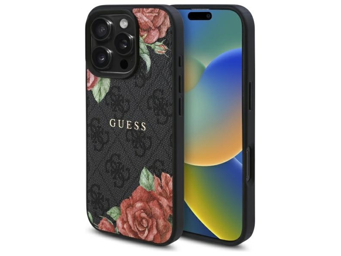 Guess Case Hardcase 4g Flores Impressas Para Apple Iphone 16 Pro Para Magsafe