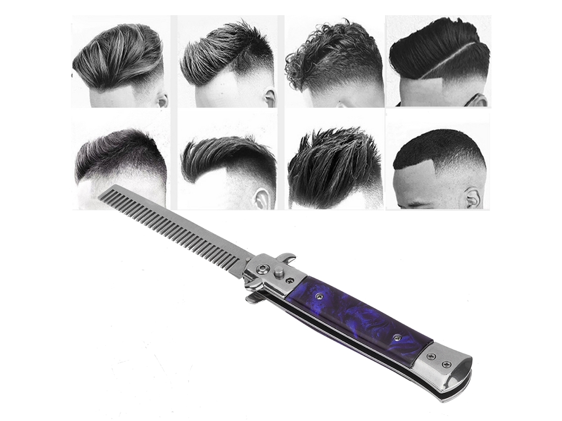 2026 peine Plegable para Cabelo com Molas Dentes Redondos Suaves Peine para Estilo de Cabelo Roxo