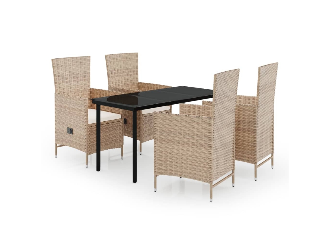 Maison Exclusive - 5 Pcs Conjunto De Jantar Para Jardim Com Almofadões Bege