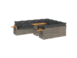 Conjunto de 11 Sofás de Jardim com Almofadões Vime Pe/acácia MAISON EXCLUSIVE (11 pcs)