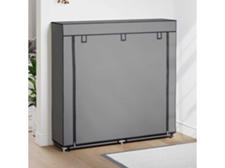 Vidaxl Sapateira Com Cobertura 115x28x110 Cm Tecido Cinzento