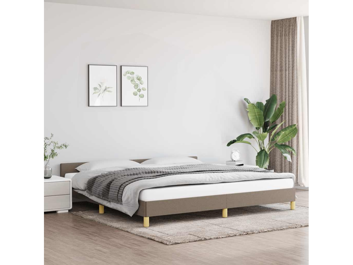 Cama Sem Colchão 200x200 Cm Tecido Cinzento-acastanhado