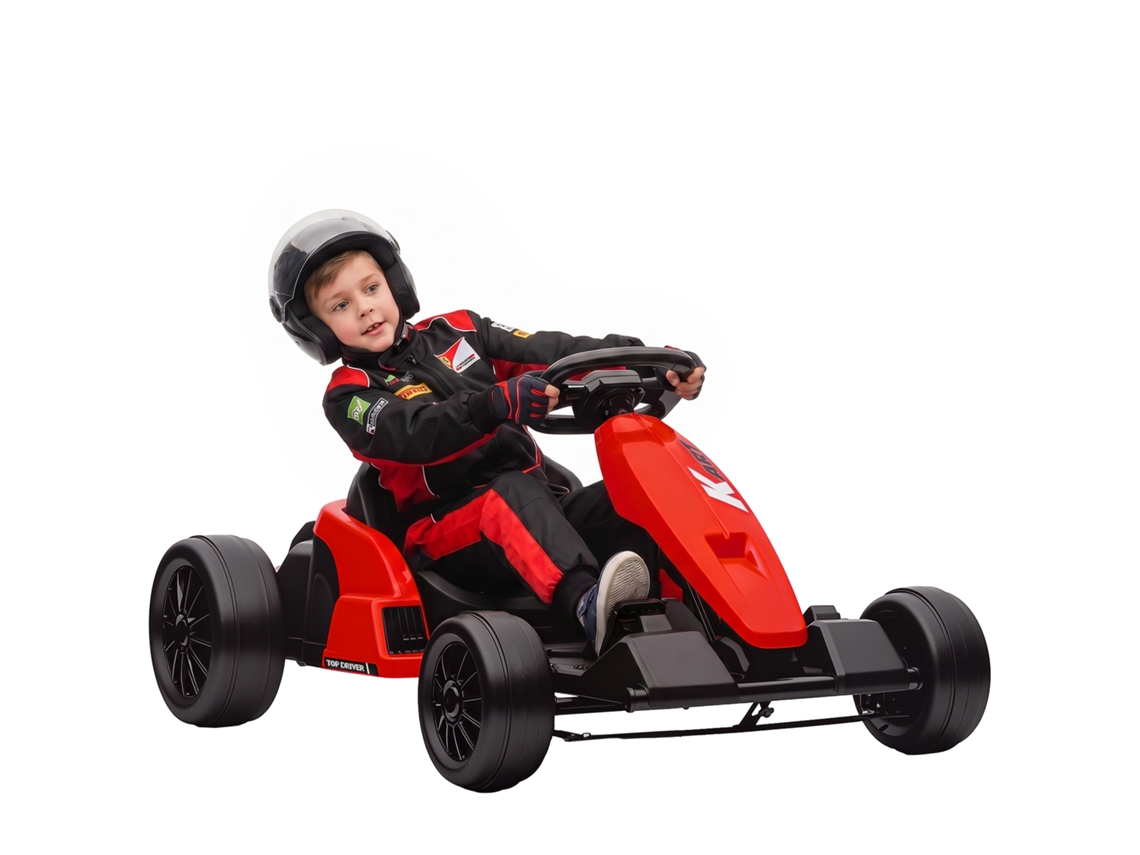 Go-kart Eléctrico 24v, Modo Drift, Assento Ajustável, Cinto De Segurança De 5 Pontos, Função Música, 6-12 Anos Vermelho