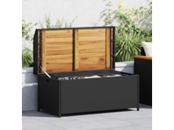 Vidaxl Banco De Arrumação 100x50x52 Cm Vime Pe E Madeira Acácia Preto
