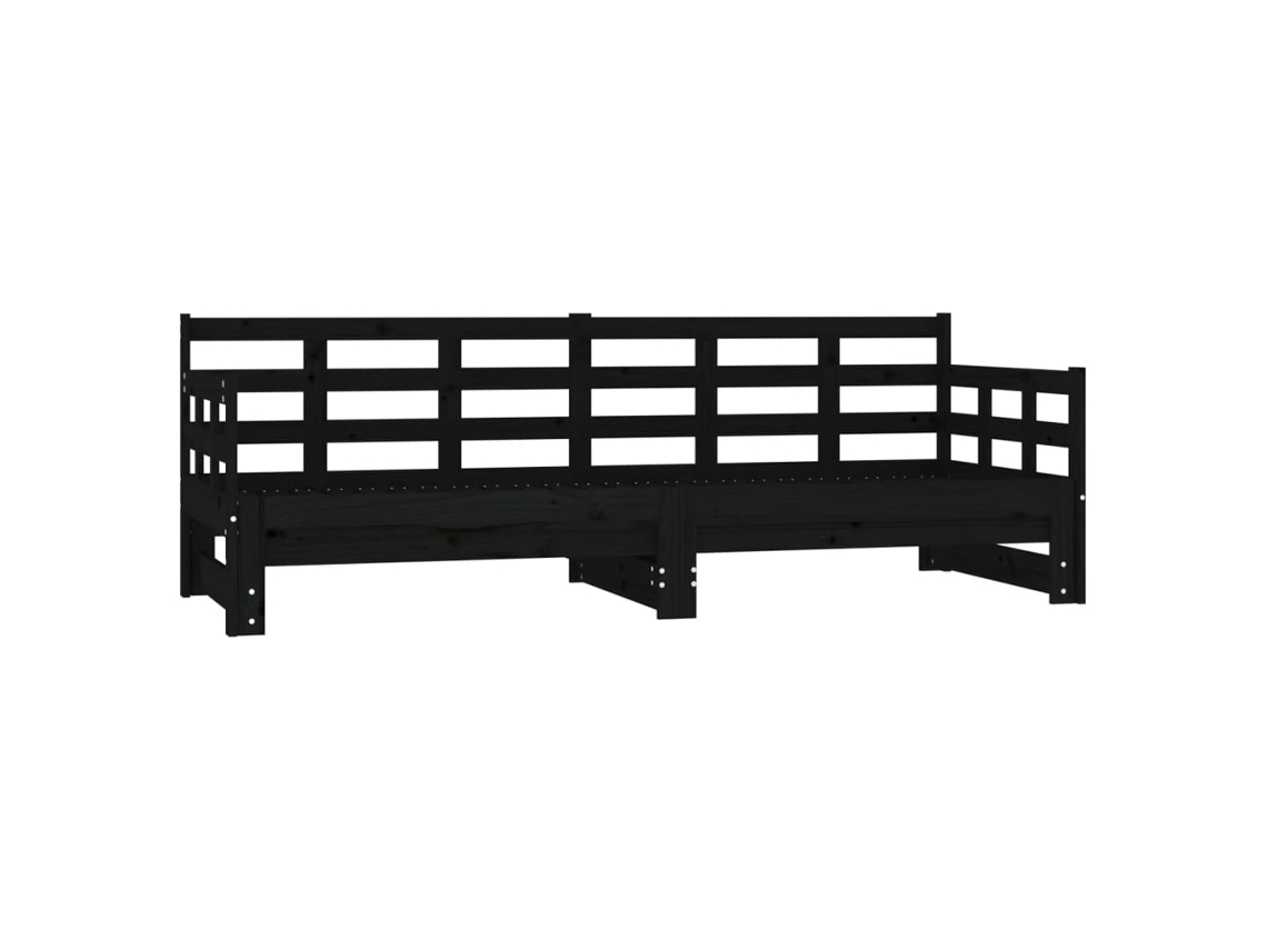 Estrutura Sofá Cama de Puxar Pinho Maciço Preto MAISON EXCLUSIVE (90x190 cm)