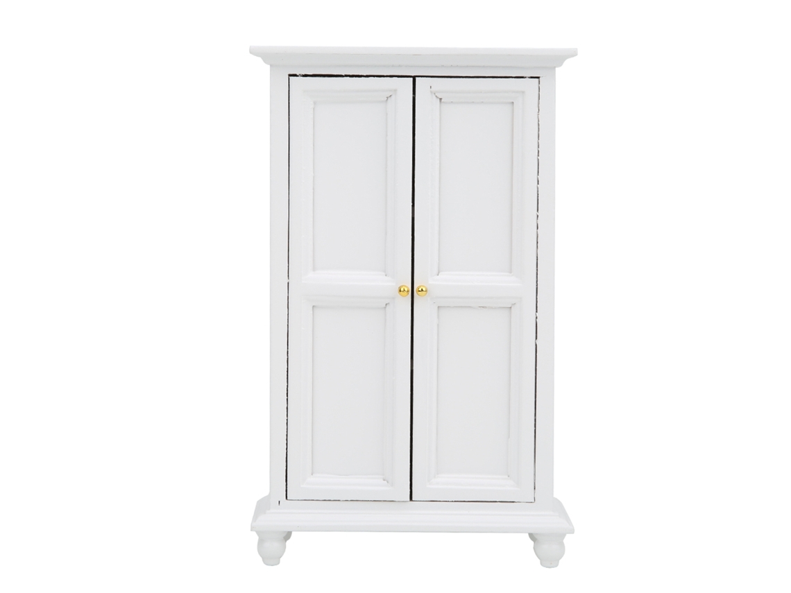 Guarda-roupa Para Casa De Boneca Miniatura Branco Madeira Porta Dupla