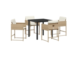 Conjunto de Jantar para Jardim 5 Pcs Bege Vime Pe MAISON EXCLUSIVE