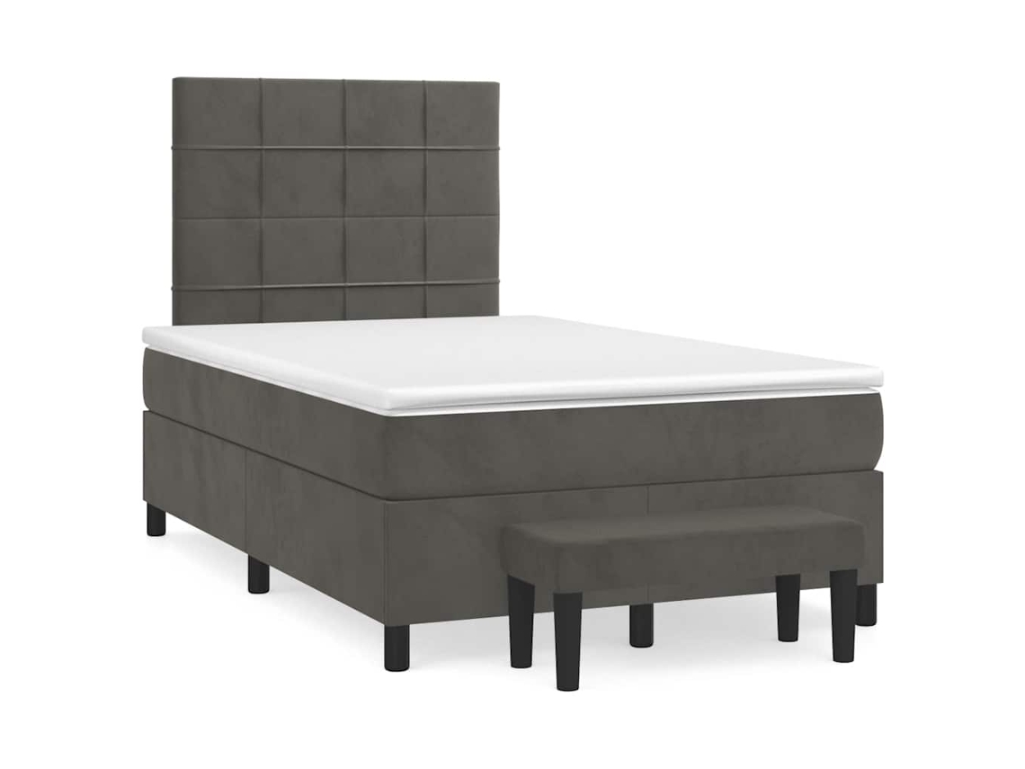 Vidaxl Cama Boxspring Com Colchão 120x190 Cm Veludo Cinzento-escuro
