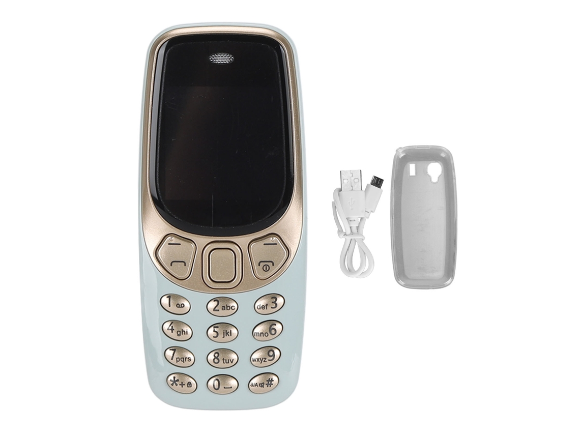 Mini Telefone Móvel 3 em 1 Bluetooth com Baixa Radiação 3 Sim Gsm Desbloqueado Verde Ouro