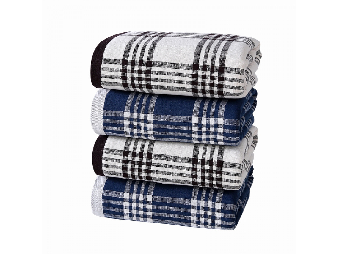 Toalhas de Banho Xadrez para Banheiro, Pacote com 4 Peças de Chuveiro 70 Cm X 140 Cm AQUAFORGE