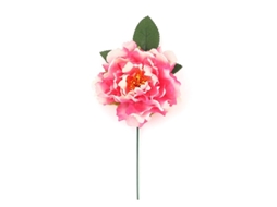 Flor com Clipe Rosa e Branco de 14 cm