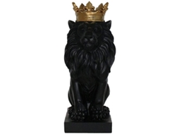 Estátua de Leão com Coroa, Resina Geométrica, Decoração para Casa e Escritório, Presente, Artesanato Preto