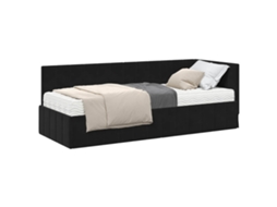 Conjunto de 2 Estruturas de Cama de Canto com Colchão Preto Veludo MAISON EXCLUSIVE (não especificado)