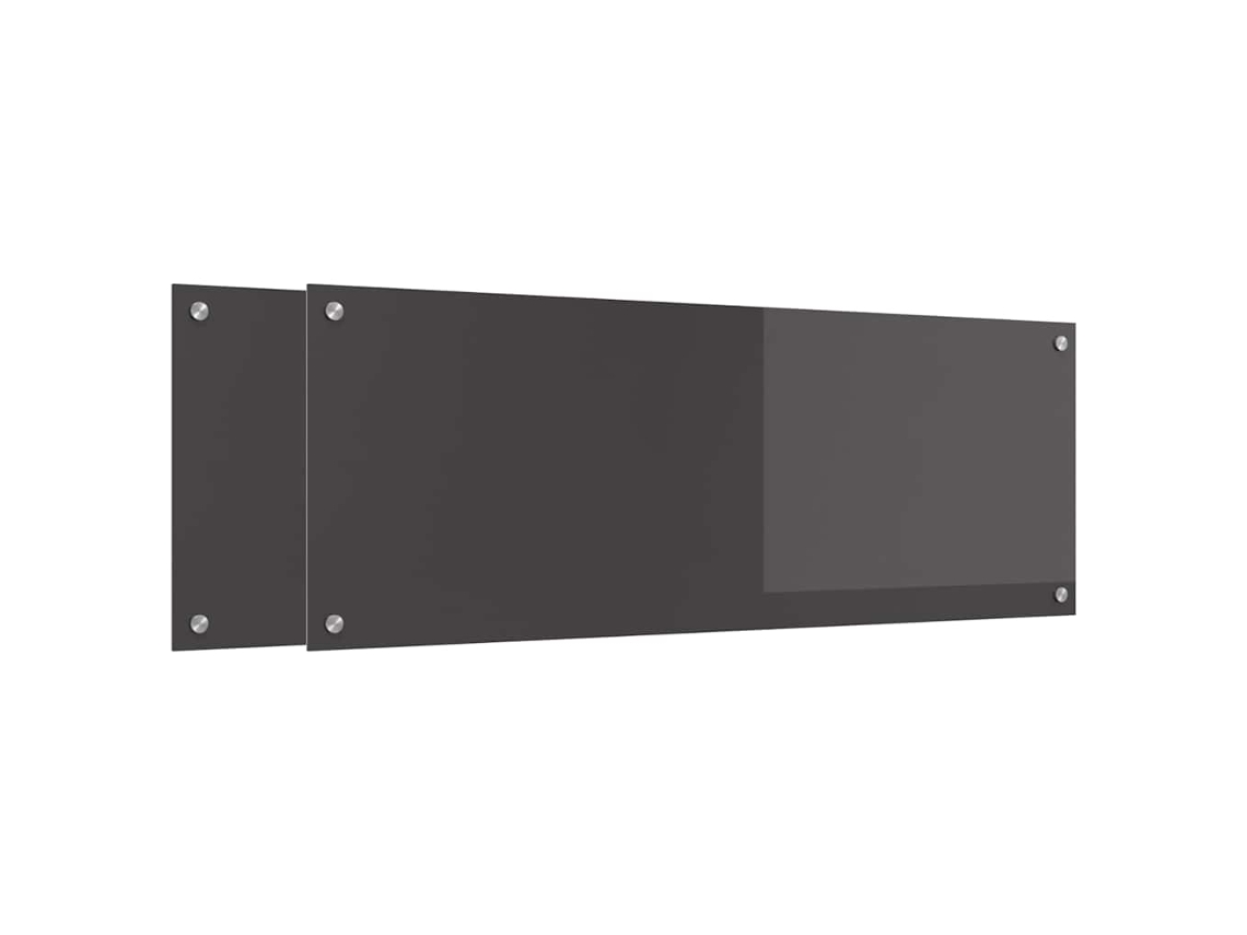 Conjunto 2 Backsplash De Vidro Temperado Para Cozinha Vidaxl Cinzento Vidro Temperado